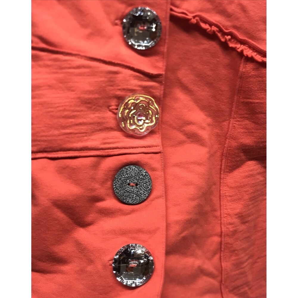 Neon Buddha Women's Shacket Size Medium Long Sleeve Statement Buttons Orange - Picture 5 of 14